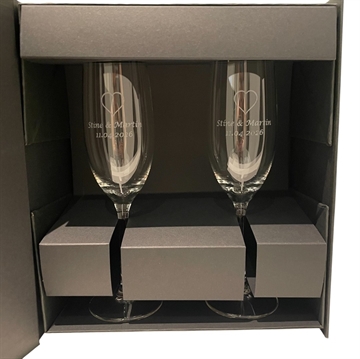 Champagneglas med hjerte - Personlige glas